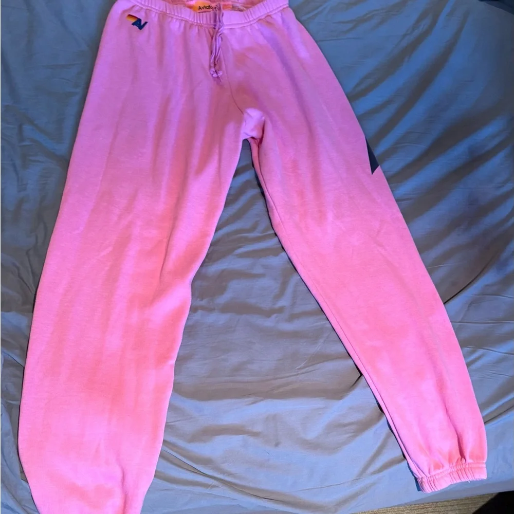 Aviator Nation Hot Pink sweat pants with Rainbow Logo - size large - Picture 8 of 8